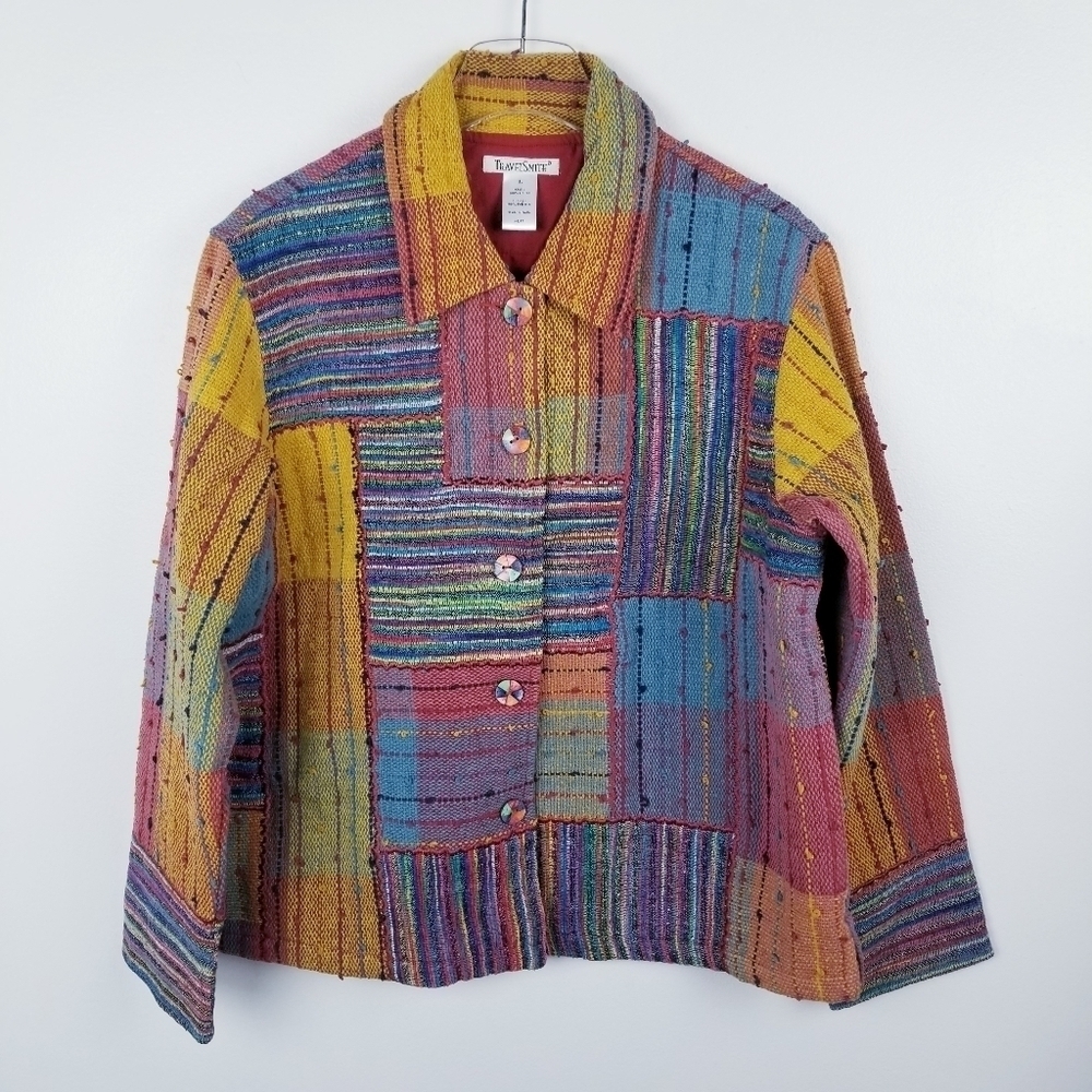 Travel Smith Colorful Woven Patchwork Jacket Large